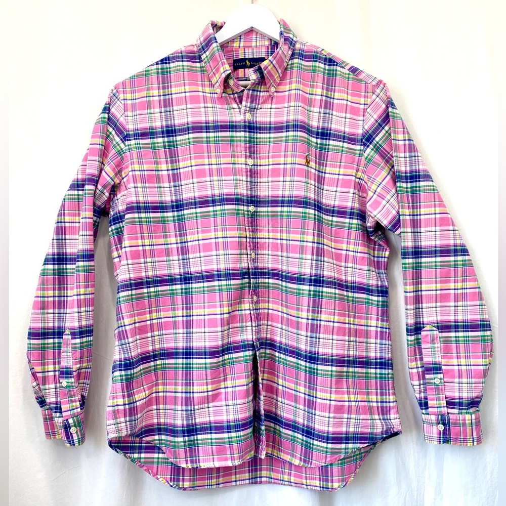 Polo Ralph Lauren Men’s XL Long-sleeve button-down 100% Cotton Pink Madras Plaid